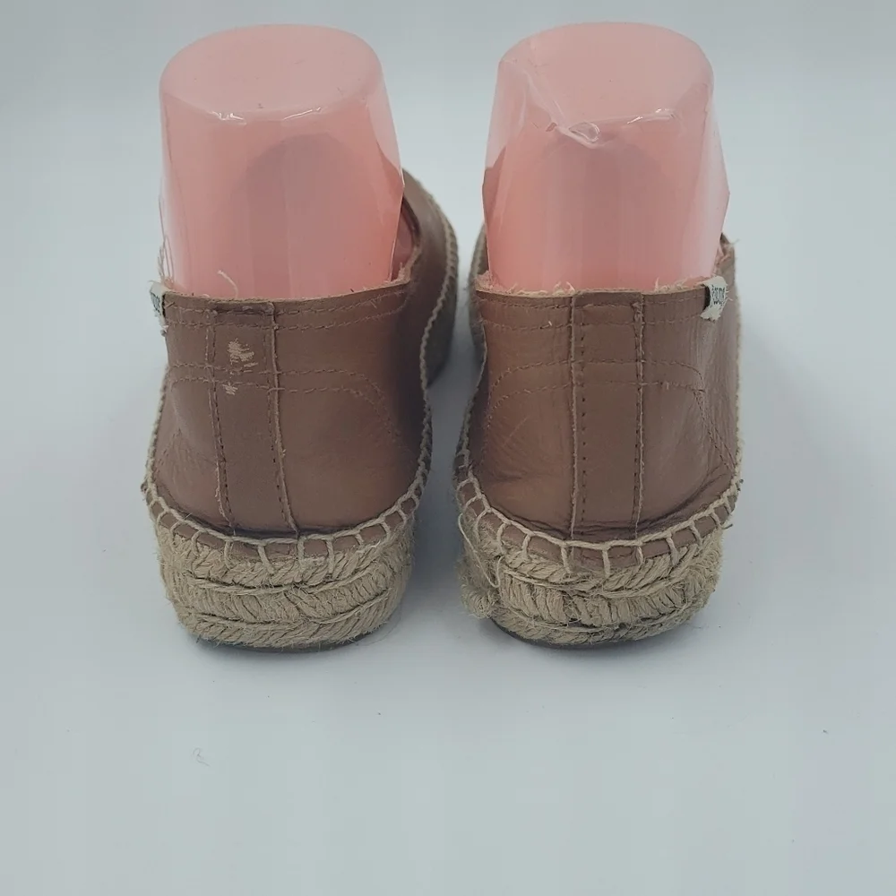 SOLUDOS Platform Camel Tan Leather Smoking Espadrille Slipper Size 8